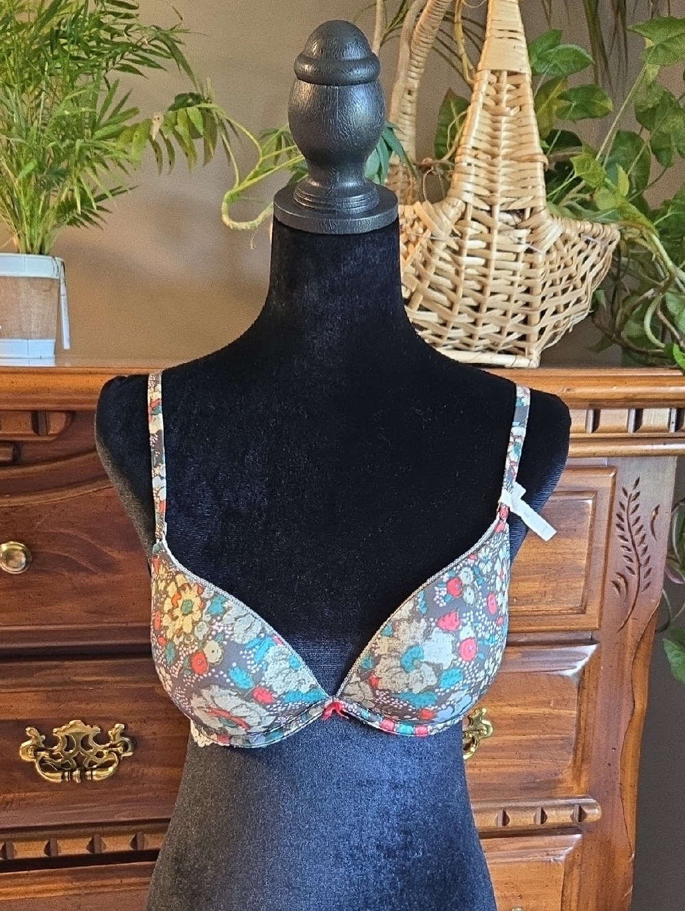 AERIE EMMA Multi Coloured Convertible Floral Push-Up Bra 34B NWT